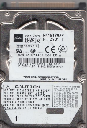 MK1517GAP Toshiba 10GB IDE 2.5 Inch Hard Drive
