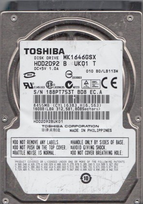 MK1646GSX Toshiba 160GB SATA 2.5 Inch Hard Drive