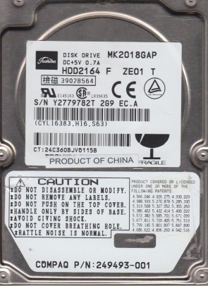 MK2018GAP Toshiba 20GB IDE 2.5 Inch Hard Drive