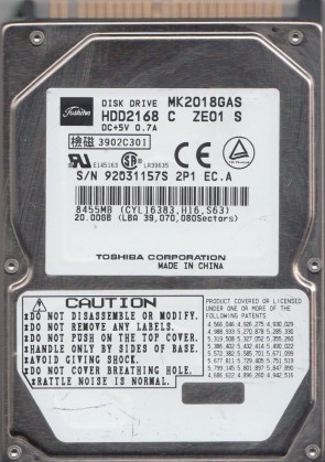 MK2018GAS Toshiba 20GB IDE 2.5 Inch Hard Drive