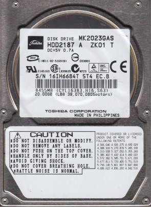 MK2023GAS Toshiba 20GB IDE 2.5 Inch Hard Drive