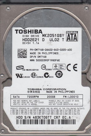 ToshibaMK2051GSY200 GBSATA2.5