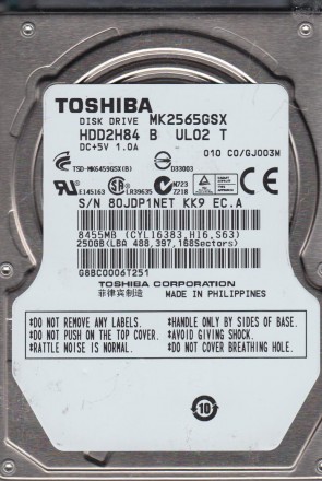 MK2565GSX Toshiba 250GB SATA 2.5 Inch Hard Drive