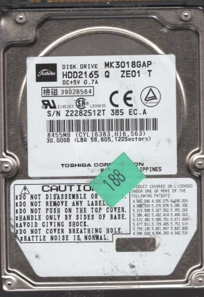 MK3018GAP Toshiba 30GB IDE 2.5 Inch Hard Drive