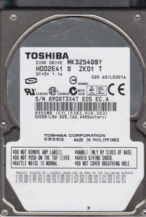 MK3254GSY Toshiba 320GB SATA 2.5 Inch Hard Drive