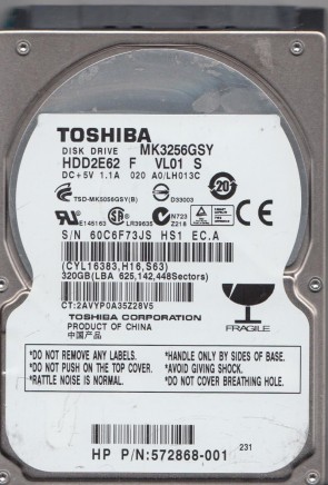 MK3256GSY Toshiba 320GB SATA 2.5 Inch Hard Drive