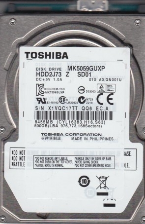 MK5059GUXP Toshiba 500GB USB 2.5 Inch Hard Drive