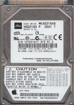 MK6021GAS Toshiba 60GB IDE 2.5 Inch Hard Drive