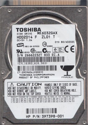 MK6032GAX Toshiba 60GB IDE 2.5 Inch Hard Drive