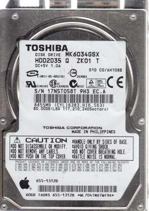 MK6034GSX Toshiba 60GB SATA 2.5 Inch Hard Drive