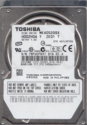 MK6052GSX Toshiba 60GB SATA 2.5 Inch Hard Drive