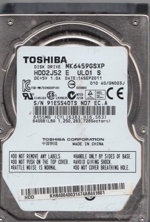 MK6459GSX Toshiba 640GB SATA 2.5 Inch Hard Drive