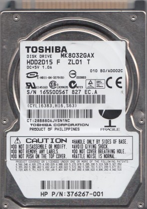 MK8032GAX Toshiba 80GB IDE 2.5 Inch Hard Drive