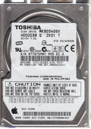 MK8034GSX Toshiba 80GB SATA 2.5 Inch Hard Drive