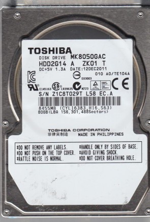 MK8050GAC Toshiba 80GB IDE 2.5 Inch Hard Drive