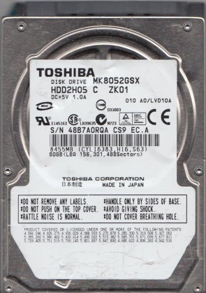 MK8052GSX Toshiba 80GB SATA 2.5 Inch Hard Drive