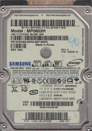 MP0603H Samsung 60GB IDE 2.5 Inch Hard Drive