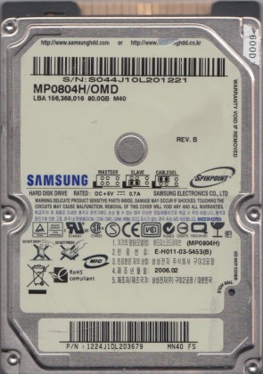 MP0804H Samsung 80GB IDE 2.5 Inch Hard Drive
