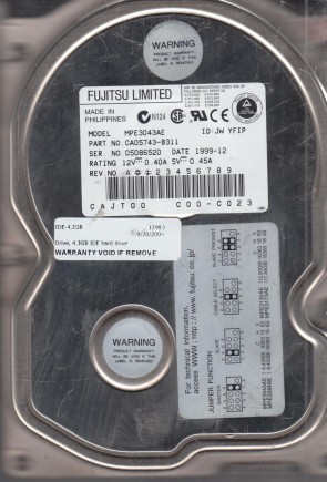 MPE3043AE Fujitsu 4.3GB IDE 3.5 Inch Hard Drive