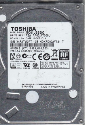 MQ01UBB200 Toshiba 2TB USB 2.5 Inch Hard Drive
