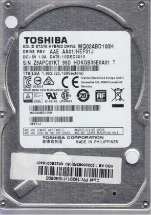 MQ02ABD100H Toshiba 1TB SATA 2.5 Inch Hard Drive