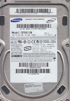 SP0411N Samsung 40GB IDE 3.5 Inch Hard Drive
