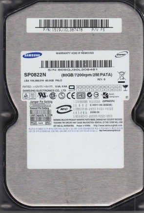 SP0822N Samsung 80GB IDE 3.5 Inch Hard Drive