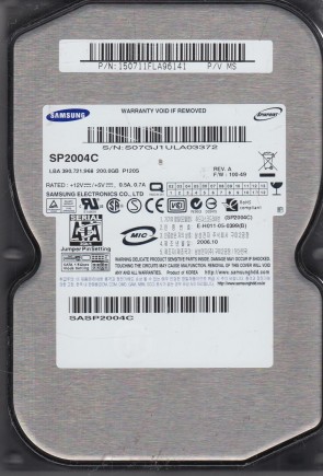 SP2004C Samsung 200GB SATA 3.5 Inch Hard Drive