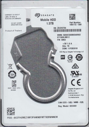 ST1500LM012 Seagate 1.5TB SATA 2.5 Inch Hard Drive