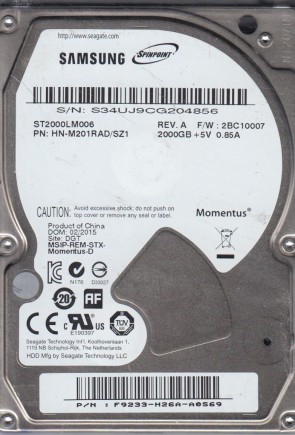 ST2000LM006  Samsung 2TB SATA 2.5 Inch Hard Drive