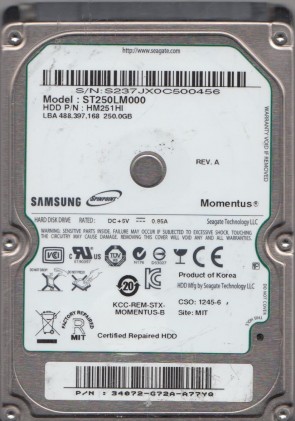 ST250LM000  Samsung 250GB SATA 2.5 Inch Hard Drive