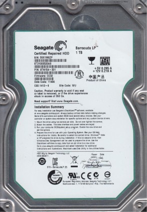 ST31000520AS Seagate 1TB SATA 3.5 Inch Hard Drive
