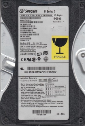 ST310211A Seagate 10GB IDE 3.5 Inch Hard Drive