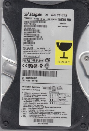 ST310212A Seagate 10.2GB IDE 3.5 Inch Hard Drive