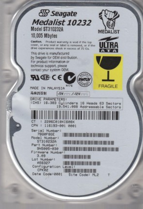 ST310232A Seagate 10GB IDE 3.5 Inch Hard Drive