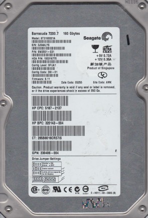ST3160021A Seagate 160GB IDE 3.5 Inch Hard Drive