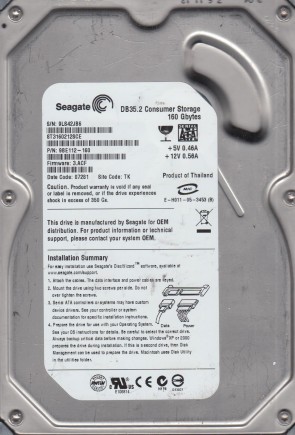 ST3160212SCE Seagate 160GB SATA 3.5 Inch Hard Drive
