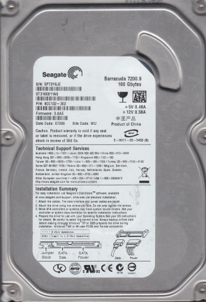ST3160811AS Seagate 160GB SATA 3.5 Inch Hard Drive