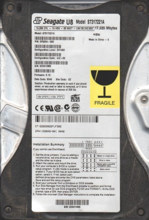 ST317221A Seagate 17.2GB IDE 3.5 Inch Hard Drive