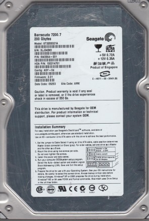 ST3200021A Seagate 200GB IDE 3.5 Inch Hard Drive