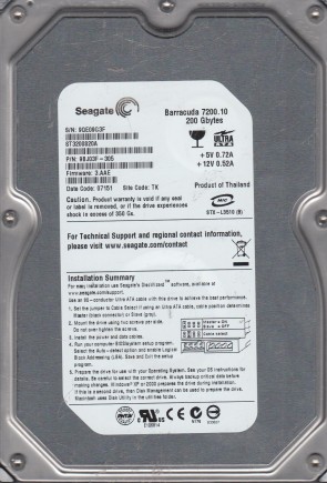 ST3200820A Seagate 200GB IDE 3.5 Inch Hard Drive