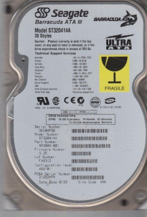 ST320414A Seagate 20GB IDE 3.5 Inch Hard Drive