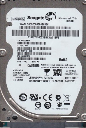 ST320LT000 Seagate 320GB SATA 2.5 Inch Hard Drive