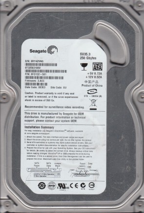 ST3250310SV Seagate 250GB SATA 3.5 Inch Hard Drive