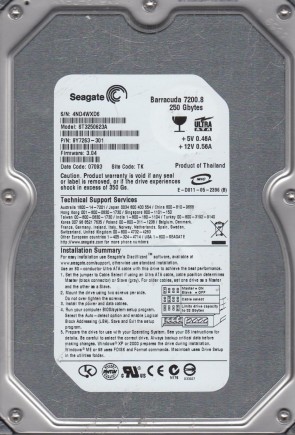 ST3250623A Seagate 250GB IDE 3.5 Inch Hard Drive