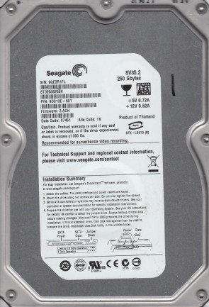 ST3250820SV Seagate 250GB SATA 3.5 Inch Hard Drive