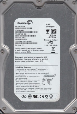 ST3250824NS Seagate 250GB SATA 3.5 Inch Hard Drive