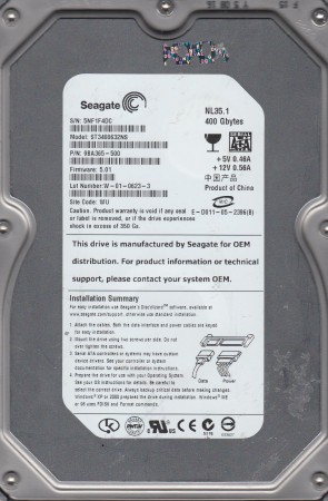 ST3400632NS Seagate 400GB SATA 3.5 Inch Hard Drive
