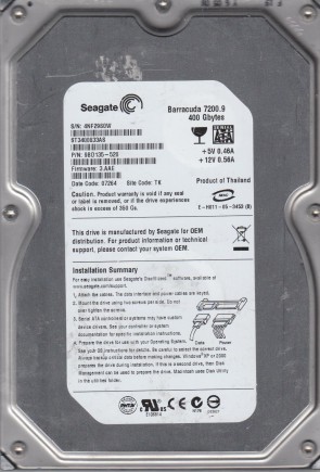 ST3400833AS Seagate 400GB SATA 3.5 Inch Hard Drive