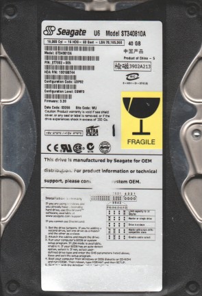 ST340810A Seagate 40GB IDE 3.5 Inch Hard Drive
